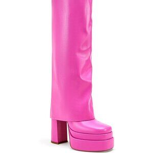AZALEA WANG " THE ULTIMATE FOLD " KNEE HIGH FOLD OVER CHUNKY BOOT ( BRAND NEW !)